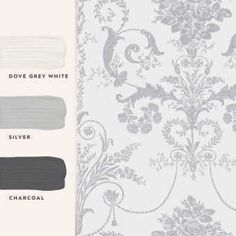 Josette Metallic Silver Wallpaper Sample - View of coordinating paint colors
