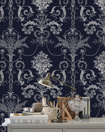 Josette Midnight Wallpaper Sample - Laura Ashley