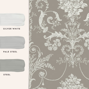 Josette Steel Wallpaper Sample - View of coordinating paint colors
