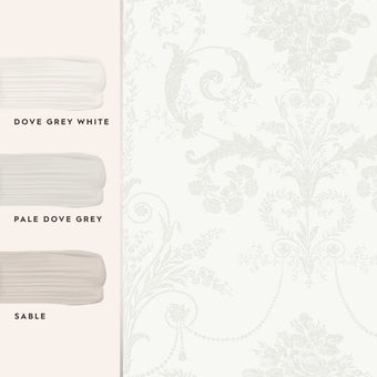 Josette White Wallpaper - View of coordinating paint colors