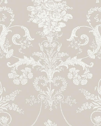 Josette White/Dove Grey Wallpaper - Laura Ashley
