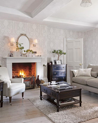 Josette White/Dove Grey Wallpaper - Laura Ashley