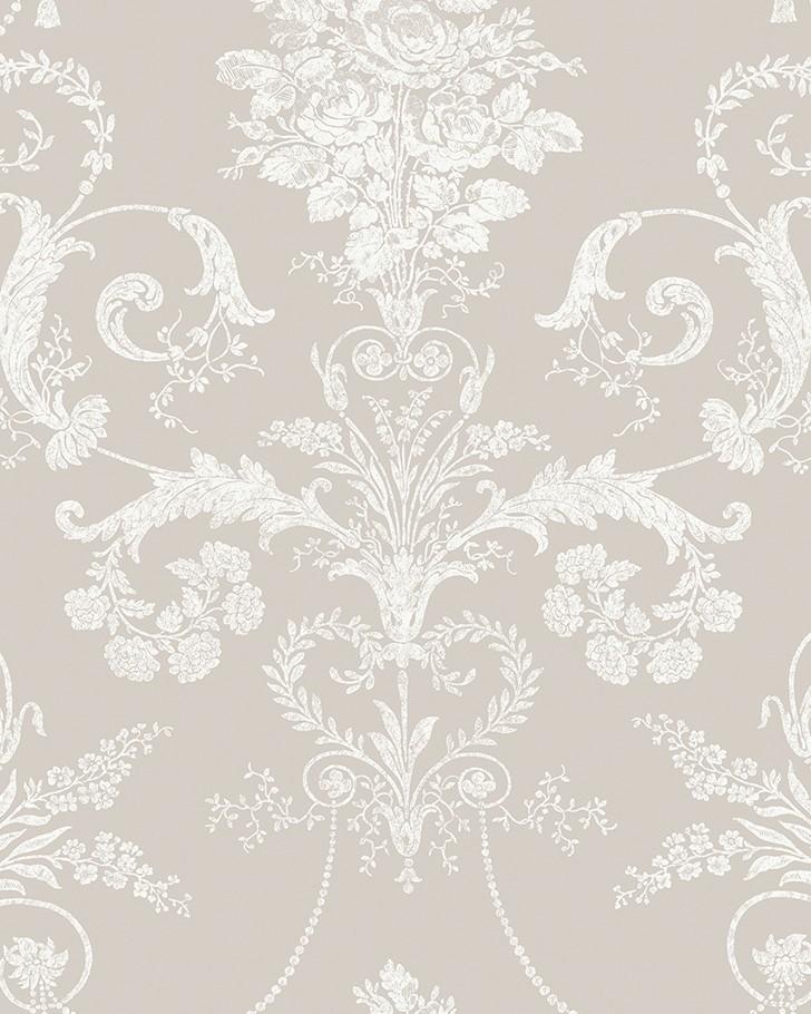 Josette White/Dove Grey Wallpaper Sample - Laura Ashley