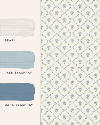 Kate Pale Seaspray Blue Wallpaper with featured coordinating paints