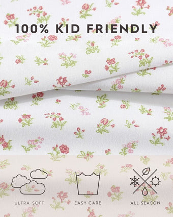 Kids Mae Pink Microfiber Sheet Set - View of information about the sheets