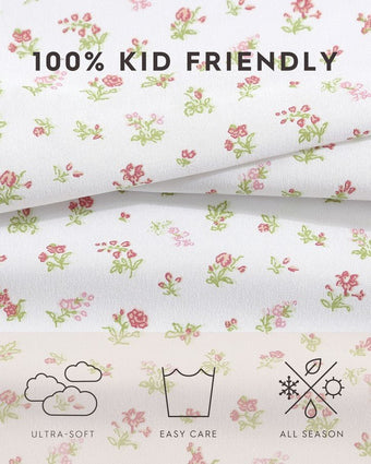 Kids Mae Pink Microfiber Sheet Set - View of information about the sheets