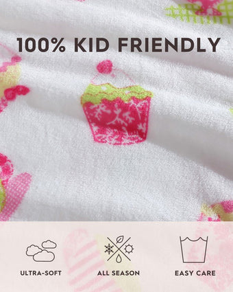 Laura Ashley Kids Sweet Treat Ultra Soft Plush Fleece Throw close up view of fabric
