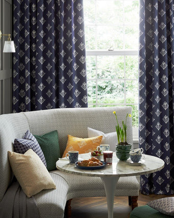 Lady Fern French Navy Embroidery Fabric - Laura Ashley