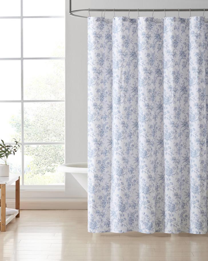 Laura Ashley Walled Garden Blue Shower Curtain - Laura Ashley