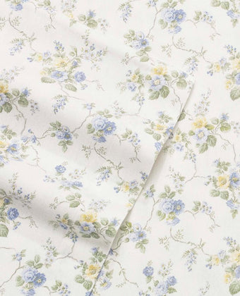 Le Fleur Cottage Blue Flannel Sheet Set - Laura Ashley