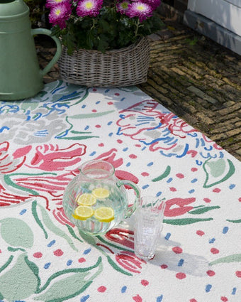 Lilith Poppy Red Indoor Outdoor Rug  view of rug in a room