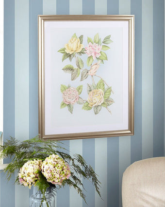 Lille Matte Blue Sky Stripe Wallpaper - View of wallpaper on the wall