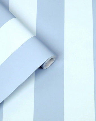 Lille Matte Blue Sky Stripe Wallpaper Sample - View of roll of wallpaper