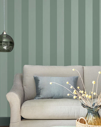 Lille Pearlescent Stripe Jade Green Wallpaper - View of wallpaper on a wall- 