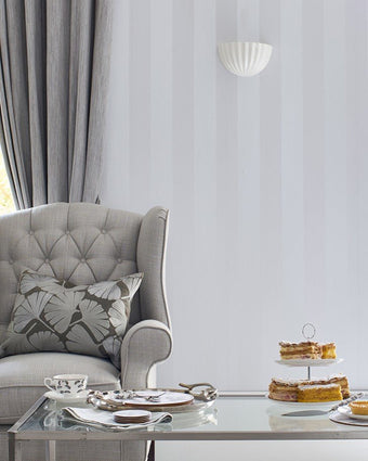 Lille Pearlescent Stripe Silver Wallpaper Sample - Laura Ashley