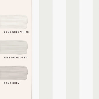 Lille Pearlescent Stripe White Wallpaper Sample - View of coordinating paint colors