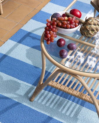 Lille Sky Blue Indoor Outdoor Rug view of rug outdoors