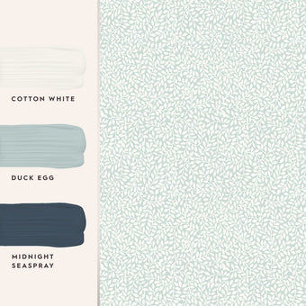 Little Vines Duck Egg Wallpaper Sample - View of coordinating paint colors