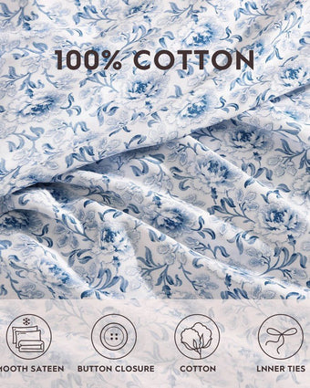 Lorelei Indigo Sateen Duvet Cover Set  information about duvet