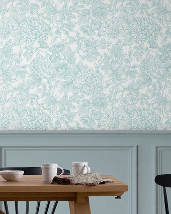 Louise Duck Egg Blue Wallpaper - View of wallpaper on a wall