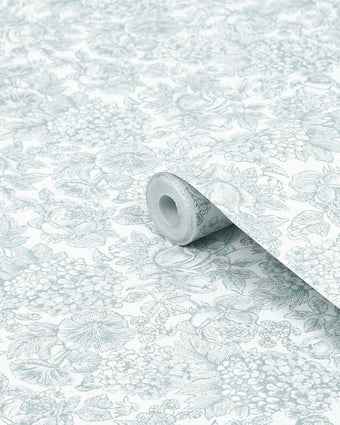 Louise Duck Egg Blue Wallpaper - View of roll  of wallpaper