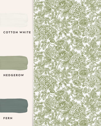 Louise Moss Green Wallpaper view of wallpaper and coordinating paint colors