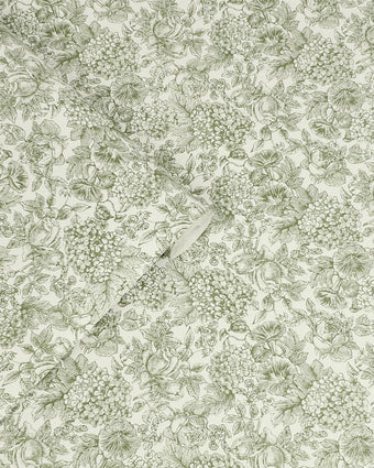 Louise Moss Green Wallpaper view of wallpaper and roll of wallpaper