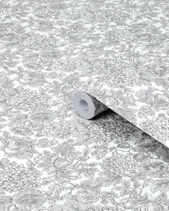 Louise Slate Grey Wallpaper - View of roll of wallpaper
