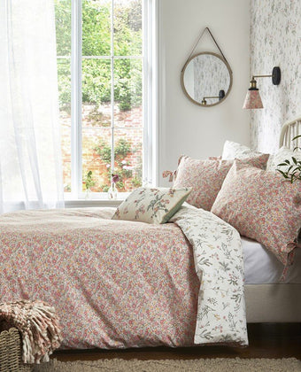 Loveston Coral Pink Duvet Cover Set - Side view
