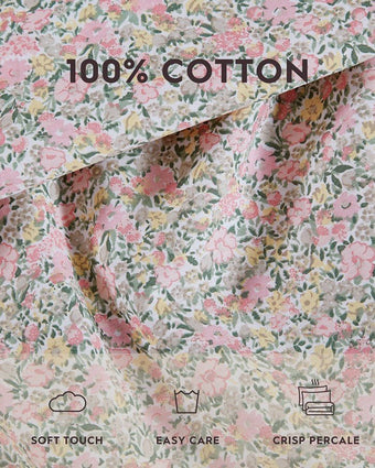 Loveston Pink Cotton Percale Standard Pillowcase Pair - Laura Ashley
