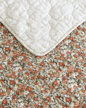 Loveston Red Cotton Reversible Quilt Set  view of reverse side of quilt 