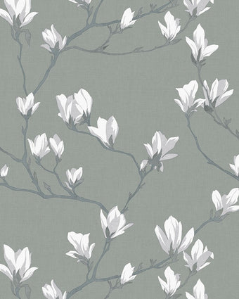 Magnolia Grove Slate Wallpaper - Laura Ashley