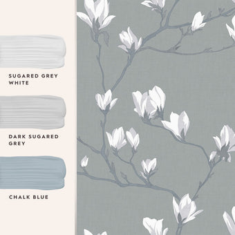 Magnolia Grove Slate Wallpaper - View of coordinating paint colors