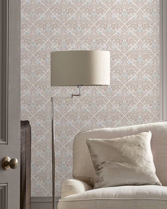 Margam Dove Grey Wallpaper - View of wallpaper on a wall