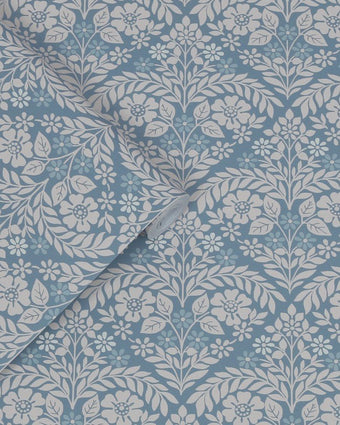 Margam Newport Blue Wallpaper - Close up view of wallpaper