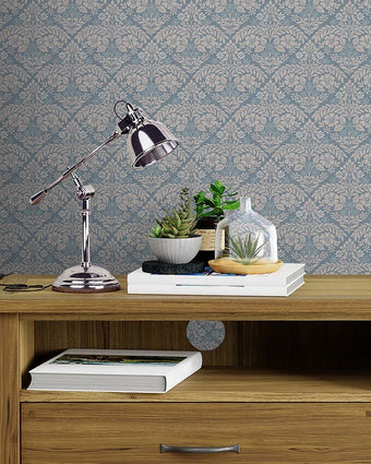 Margam Newport Blue Wallpaper - View of wallpaper on a wall