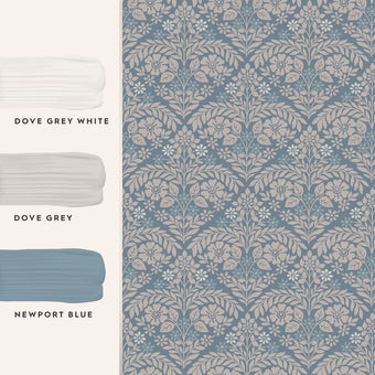 Margam Newport Blue Wallpaper Sample - View of coordinating paint colors.-
