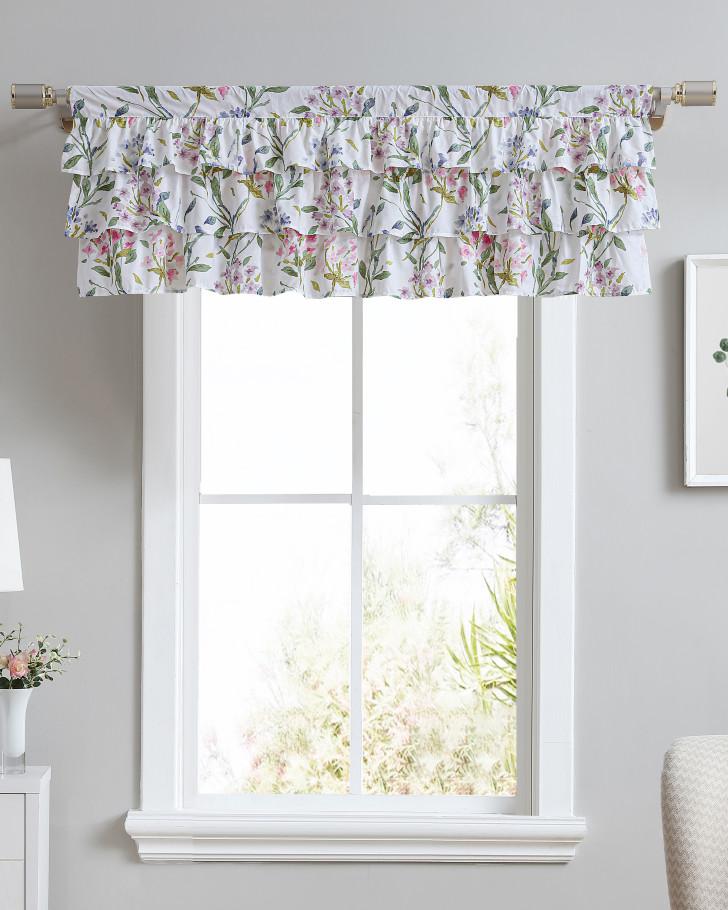 Meadow Breeze Purple Tier Ruffled Window Valance