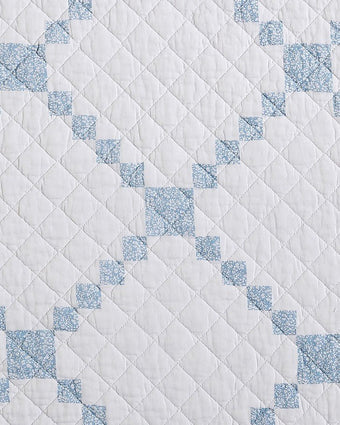 Melody Patchwork Blue Quilt - Close up view of fabric