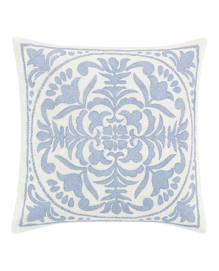 Laura Ashley Mila Chambray Blue Throw Pillow