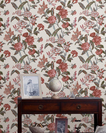Minera Crimson Red Wallpaper - View of wallpaper on a wall