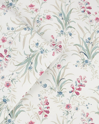 Mosedale Posy Soft Natural Wallpaper close up with wallpaper role