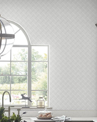 Mr Jones Paintable White Wallpaper - Laura Ashley