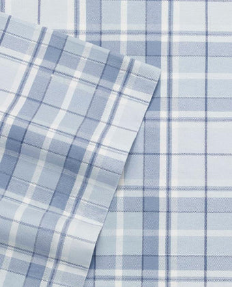 Mulholland Plaid Soft Blue Flannel Sheet Set - Laura Ashley