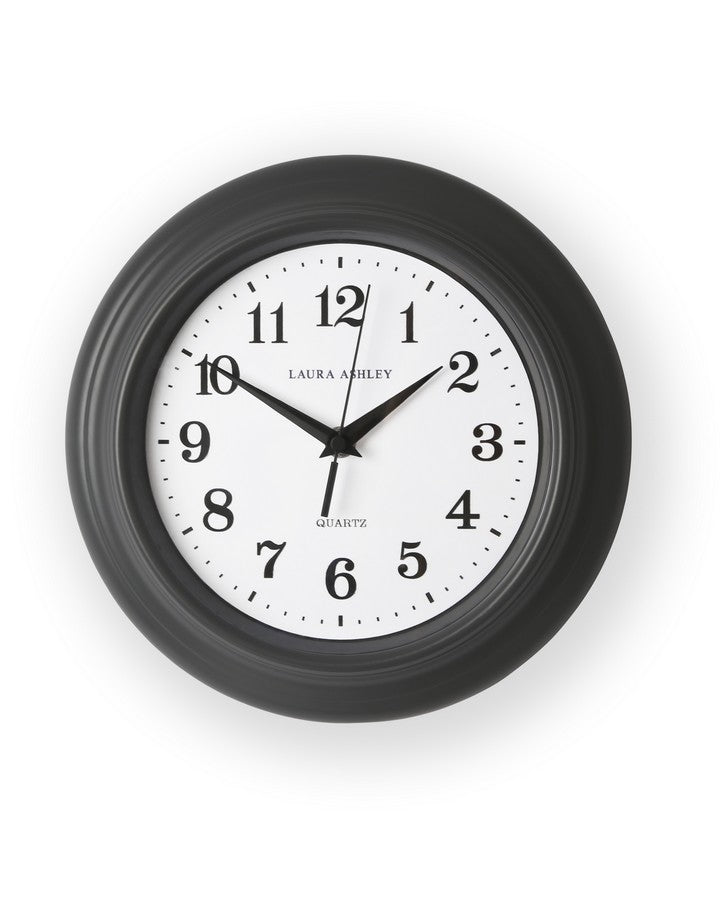 Newgale Small Kitchen Charcoal Grey Clock - Front view of clock