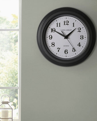 Newgale Small Kitchen Charcoal Grey Clock - View of clock on a wall