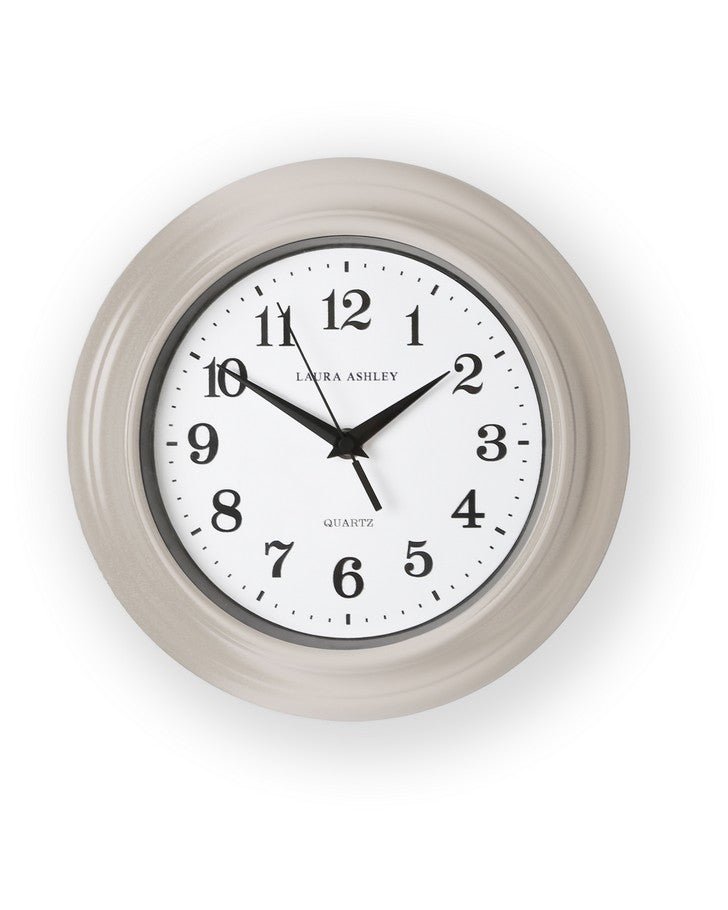 Newgale Small Kitchen Dove Grey Clock - Front view of clock