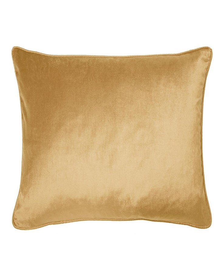 Nigella Camomile Velvet Cushion - View of front and back of cushion