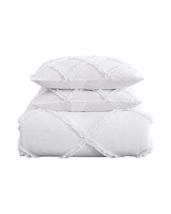 Norah White Microfiber Comforter Set  View of folded comforter and shams