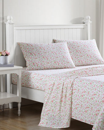 Norella Pink Cotton Percale Standard Pillowcase Pair - Laura Ashley
